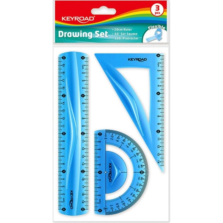 Keyroad Vonalzó - Készlet, 20 cm, Flexibilis, 3 db/Bliszter, Vegyes Színek (KR970858)