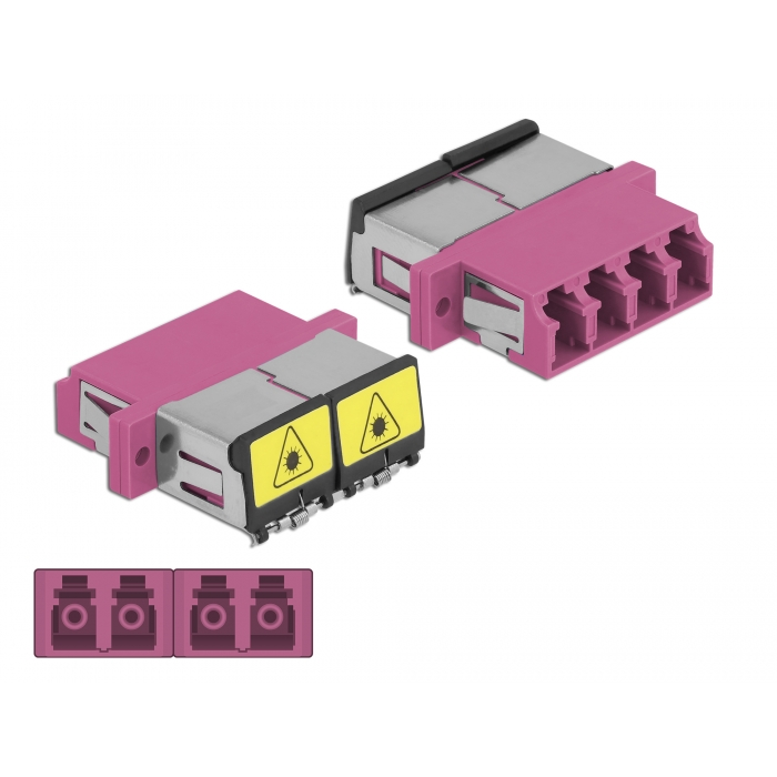 Delock LC optikai szálas csatlakozó Párosító lézervédő zárral / borítással Quad anya - LC Quad anya, (86906) (86906)