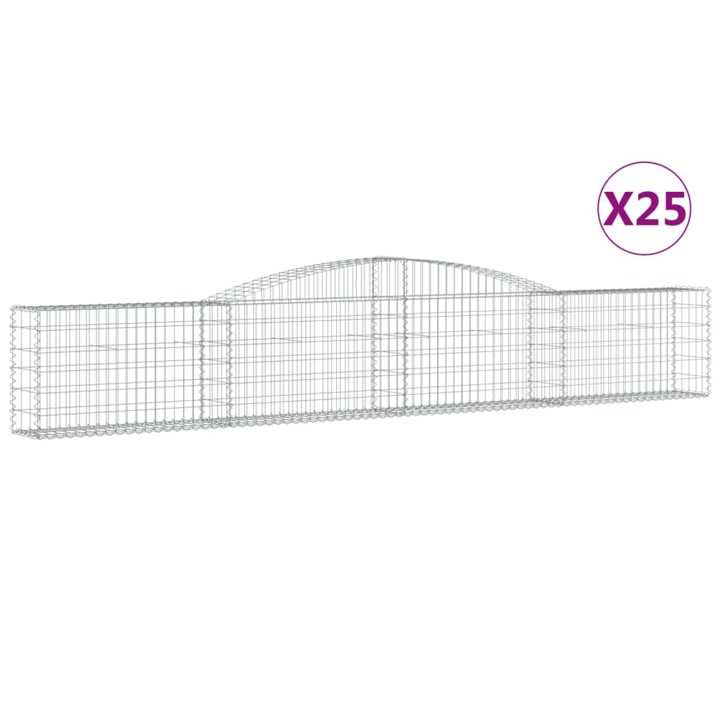 25 db íves horganyzott vas gabion kosár 400x30x60/80 cm (3146851)