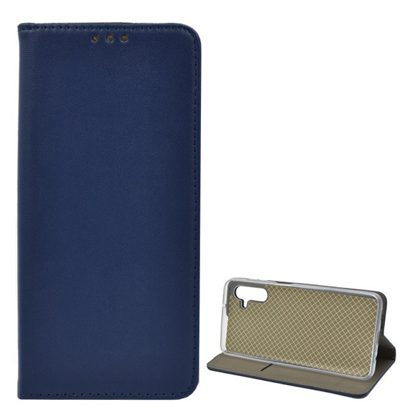 Tok álló, bőr hatású (FLIP, oldalra nyíló, asztali tartó funkció) SÖTÉTKÉK [Samsung Galaxy A13 5G (SM-A136)] (5996591235899)