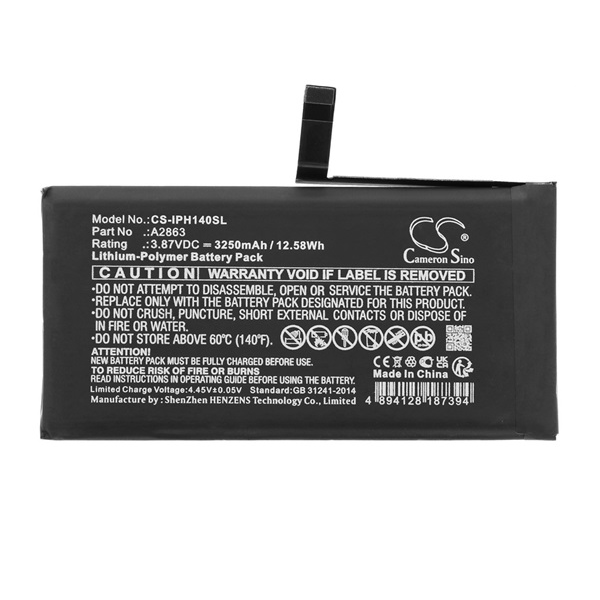 Cameron Sino CS-IPH140SL Apple iPhone 14 Telefon akkumulátor 3250 mAh