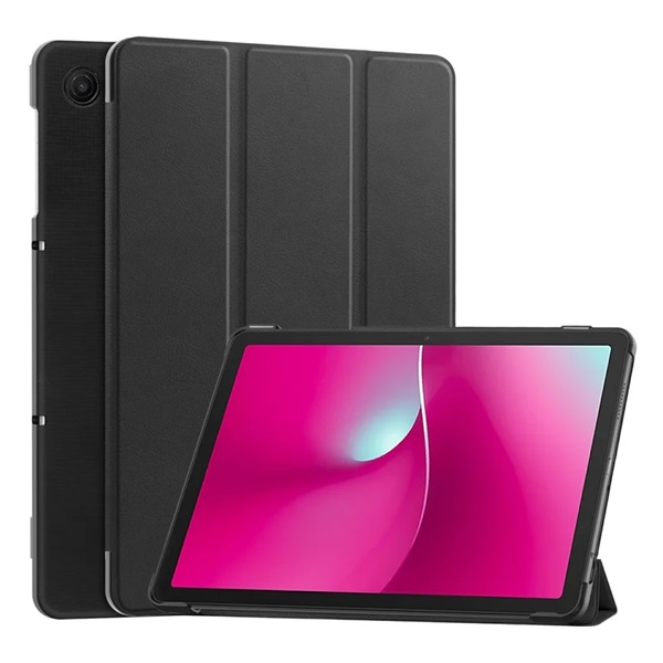 Tok álló, bőr hatású (aktív FLIP, oldalra nyíló, TRIFOLD, asztali tartó) FEKETE T Tablet 2 5G "Gigapack csomagolás" (GP-174499)