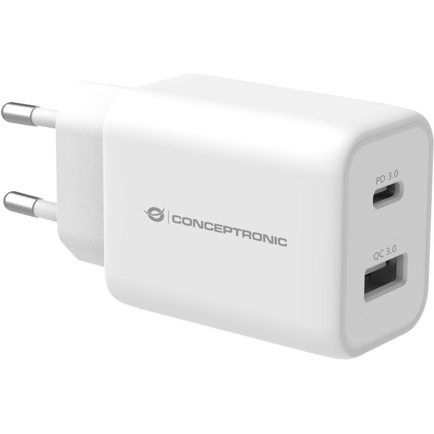 CONCEPTRONIC Ladegerät 2Port 33W,USB-C/USB-A PD weiß (ALTHEA11W)