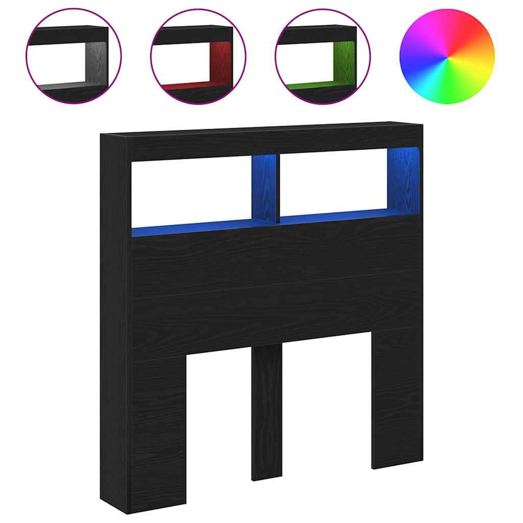 fekete tölgy színű áthidalószekrény LED-ekkel 100 x 17 x 102 cm (863127)