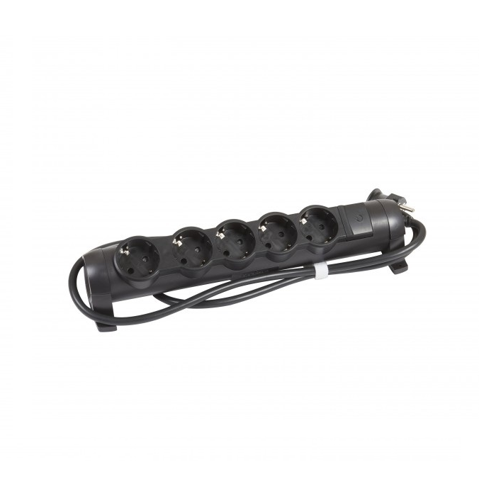 Legrand 694607 Elosztó 5 aljzatos 1.5m - Fekete (694607)