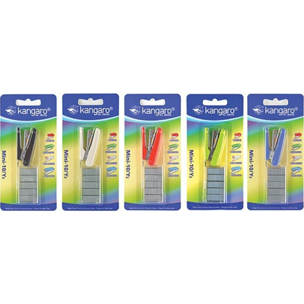 Zszywacz Kangaro Zszywacz KANGARO Mini-10/Y2+zszywki, zszywa do 10 kartek, blister, mix kolorów