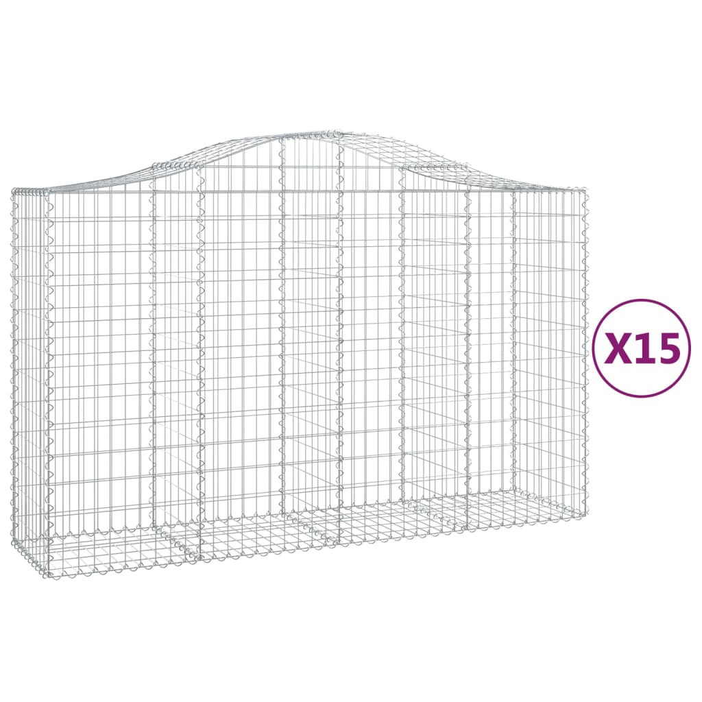 15 db íves horganyzott vas gabion kosár 200x50x120/140 cm (3145674)