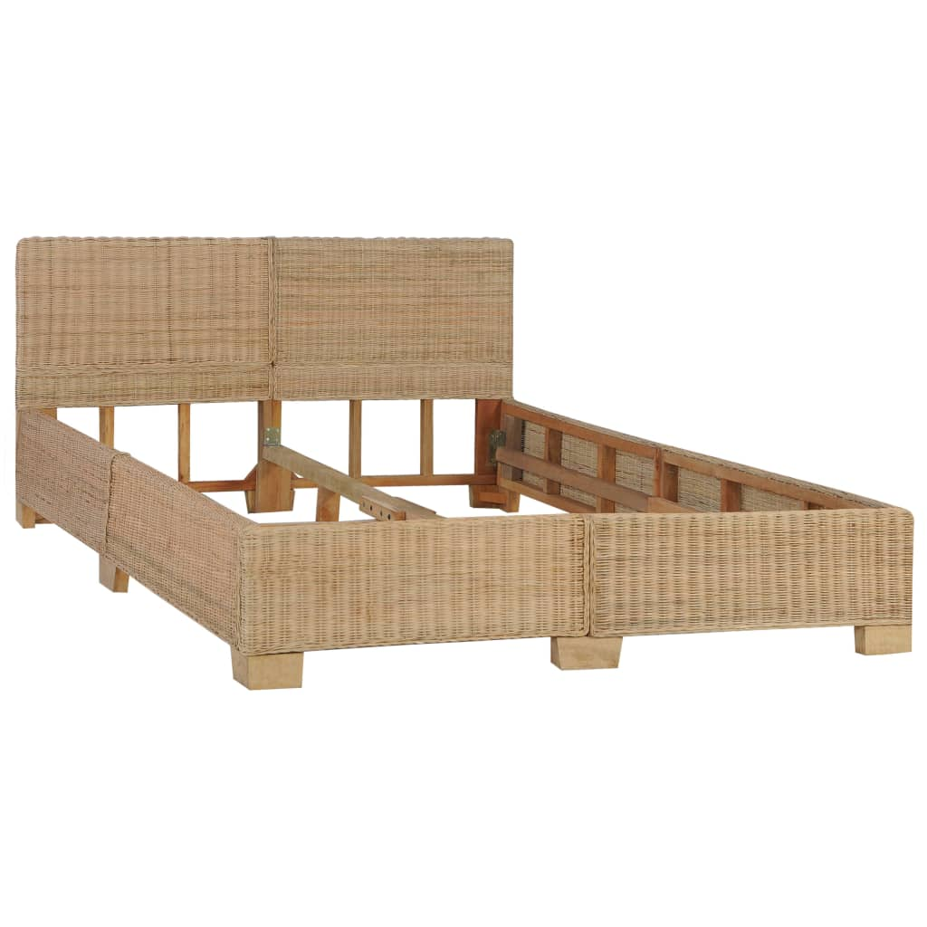 kézzel font valódi rattan ágykeret 140 x 200 cm (283088)