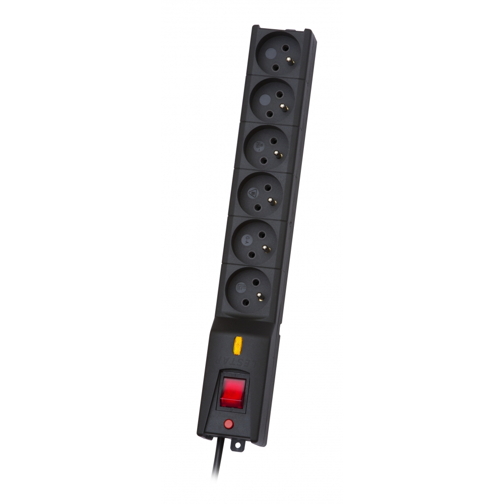 Lestar LX 610 G-A K.:CZ 1.5M 6 aljzatos túlfeszültség védő - elosztó kapcsolóval 1.5m - Fekete (1966004673)