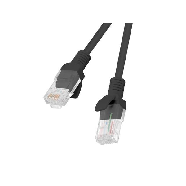  Lanberg Patchcord, Cat5e, nieekranowany, 0.5m, czarny (PCU5-10CC-0050-BK)