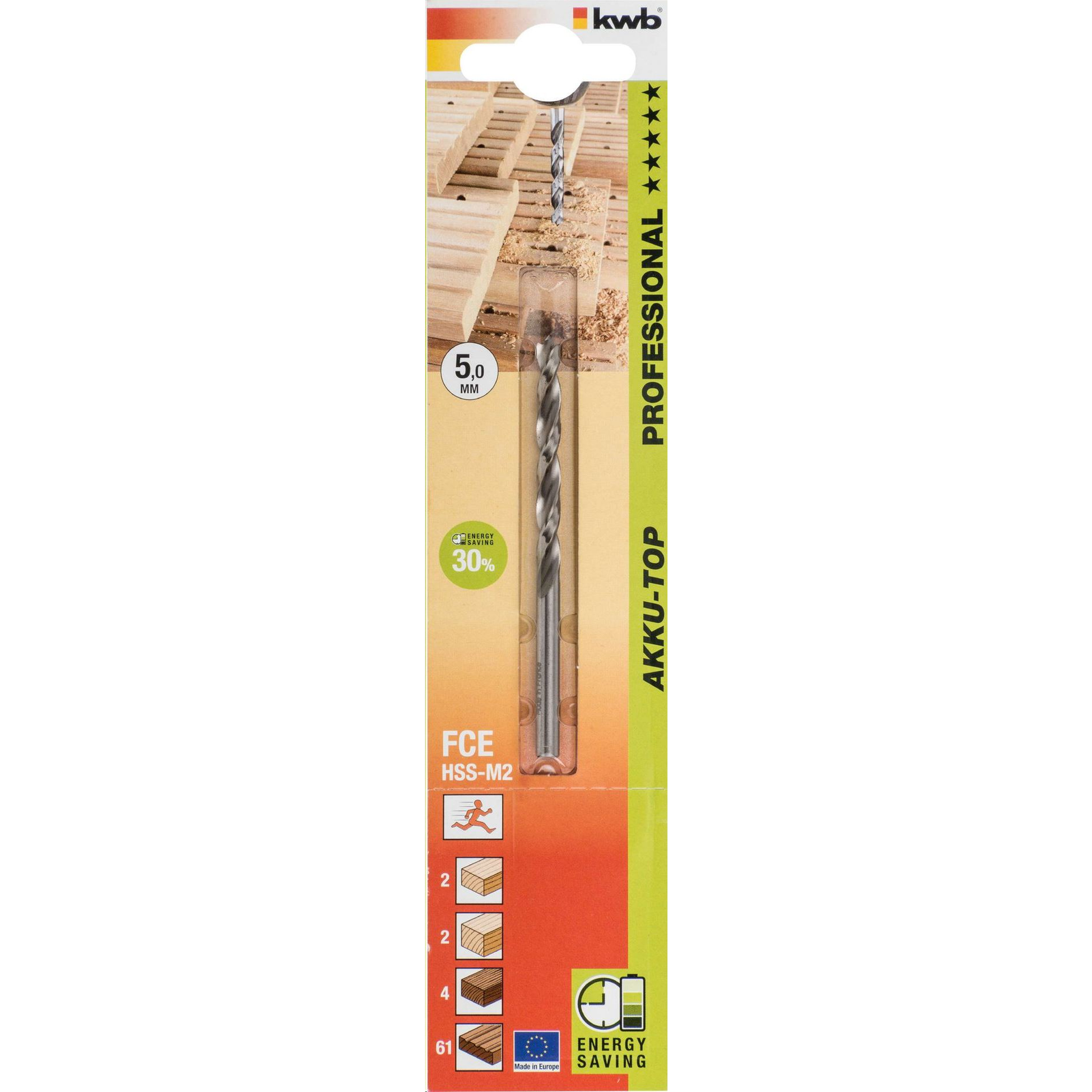 KWB PROFI AKKU TOP ENERGY SAVING 30% fa fúrószár, 5 mm (511905) (511905)