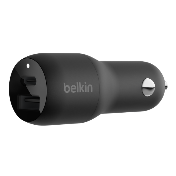 Двойно зарядно за кола Belkin BOOST CHARGE 37w, 25 W, USB-C + 12 W USB-A PD PPS, Черен
