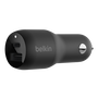 Двойно зарядно за кола Belkin BOOST CHARGE 37w, 25 W, USB-C + 12 W USB-A PD PPS, Черен