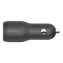 Двойно зарядно за кола Belkin BOOST CHARGE 37w, 25 W, USB-C + 12 W USB-A PD PPS, Черен