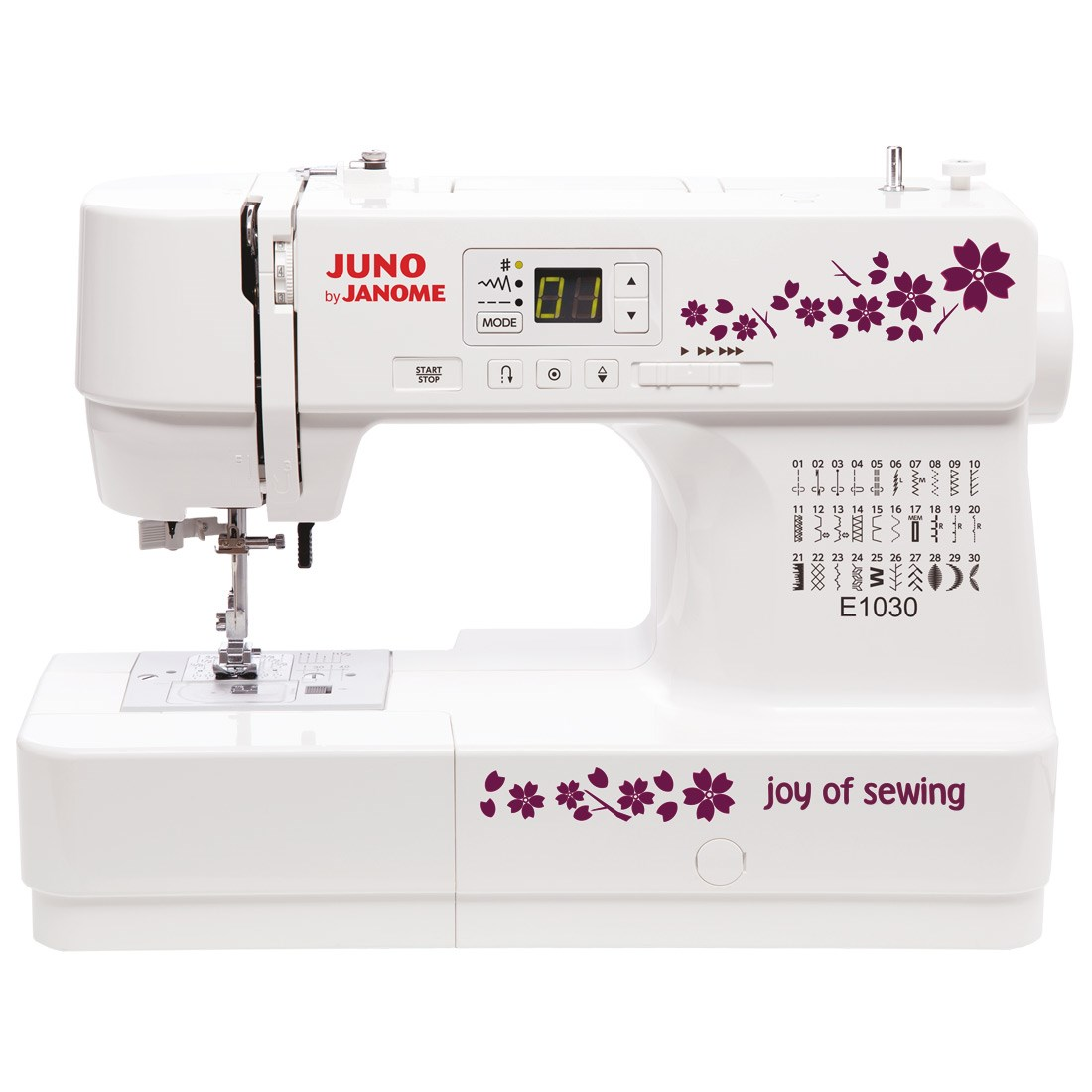Juno By Janome E1030 Varrógép - Fehér mintás (JUNO BY JANOME E1030)