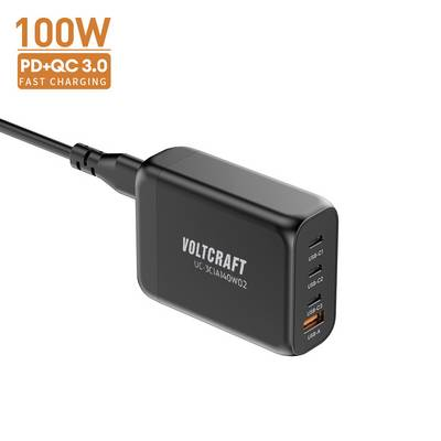 VOLTCRAFT UC-3C1A140W02 USB-s töltőkészülék 140 W 3x USB-C, 1x USB-A Kimenetek száma: 4 x GaN, USB Power Delivery (USB-PD), Gyorstöltő (VC-16619010) (VC-16619010)