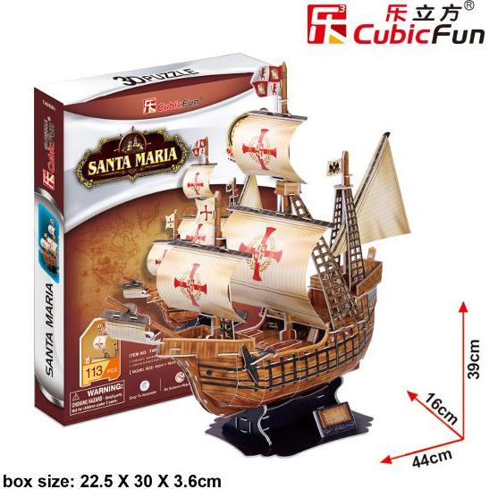 Cubicfun 3D Puzzle Ship Santa Maria 113 Pieces (T4008H)