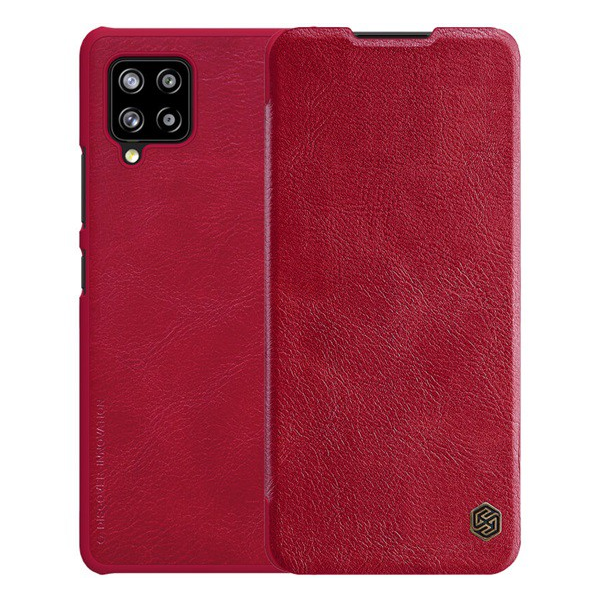 Калъф Nillkin Qin за Samsung Galaxy A42 5G (SM-A425F), Кожен ефект, Активен флип, Странично отваряне, Място за кредитна карта, Червен