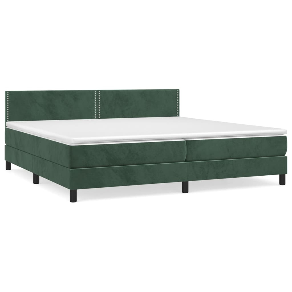 sötétzöld bársony rugós ágy matraccal 200x200 cm (3141266)