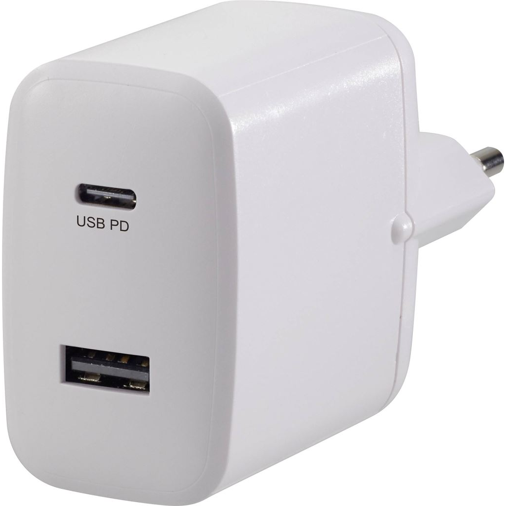 VOLTCRAFT 1xUSB-A + 1xUSB-C hálózati adapter fehér (VC-11501480) (VC-11501480)