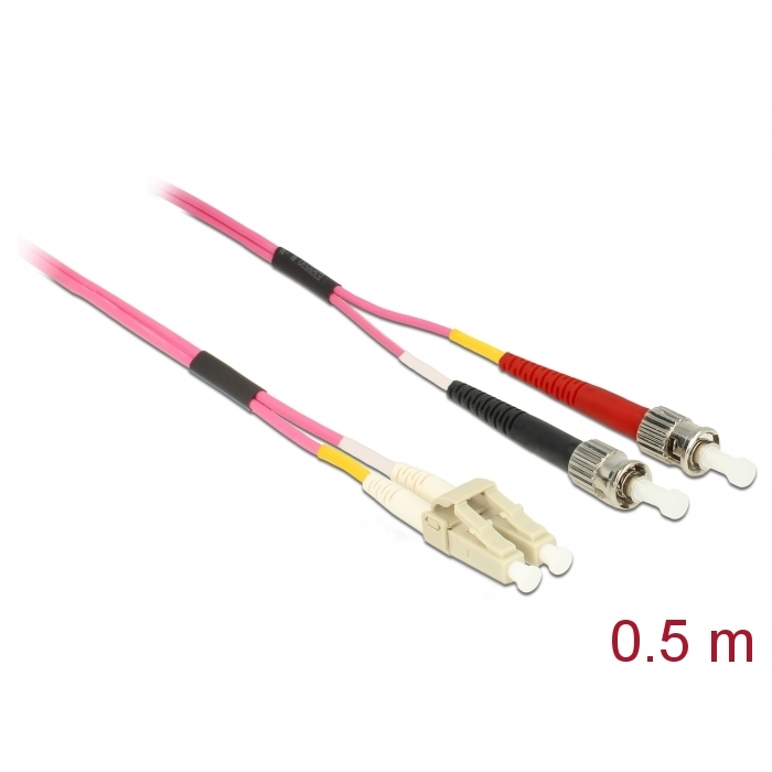 Delock Kábel, optikai szálas LC > ST többszörös OM4, 0,5 m (86547) (86547)