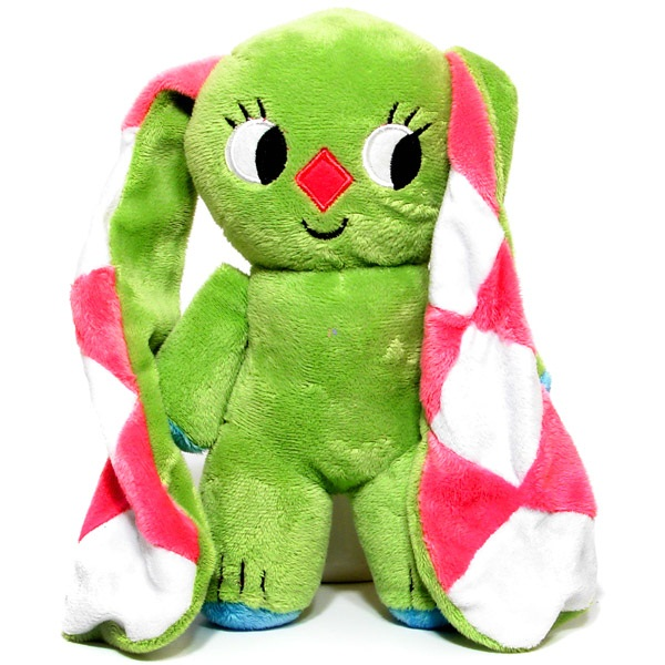 Kockásfülű nyúl álló plüssfigura 23 cm (108)