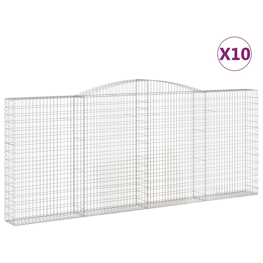 10 db íves horganyzott vas gabion kosár 400x30x160/180 cm (3146913)