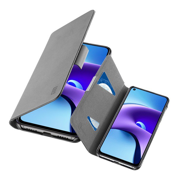 CELLULARLINE BOOK tok álló, bőr hatású (FLIP, oldalra nyíló, bankkártya tartó) FEKETE [Xiaomi Redmi Note 9T 5G] (BOOK3XIAOREN9TK)