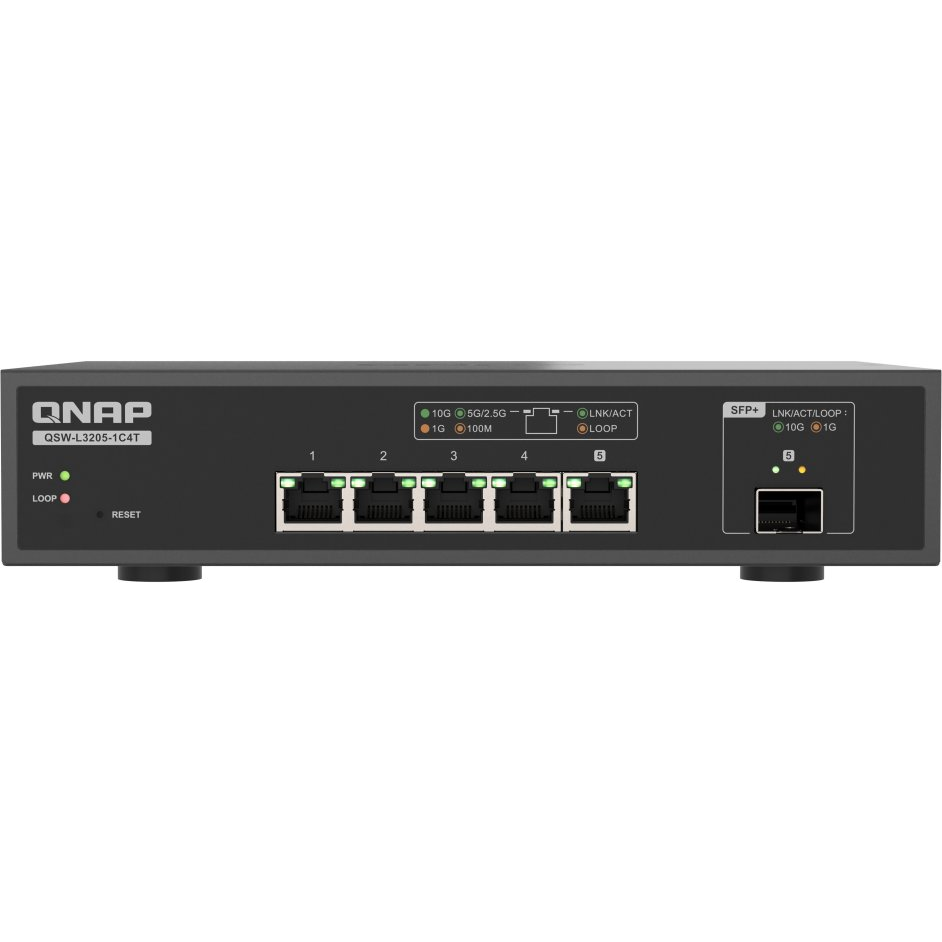 QNAP QSW-L3205-1C4T 4 Riadený 10G Ethernet (100/1000/10000) Desktop Čierna