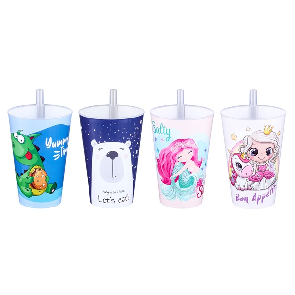 IRIS G-258 BONNY STRAW pohár szívószállal 400ml 8,2x12cm (G-258)