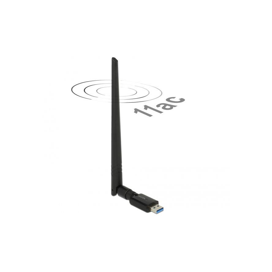 DeLock USB 3.0 Dual Band WLAN ac/a/b/g/n Stick 867 + 300 Mbps with external antenna (12535)