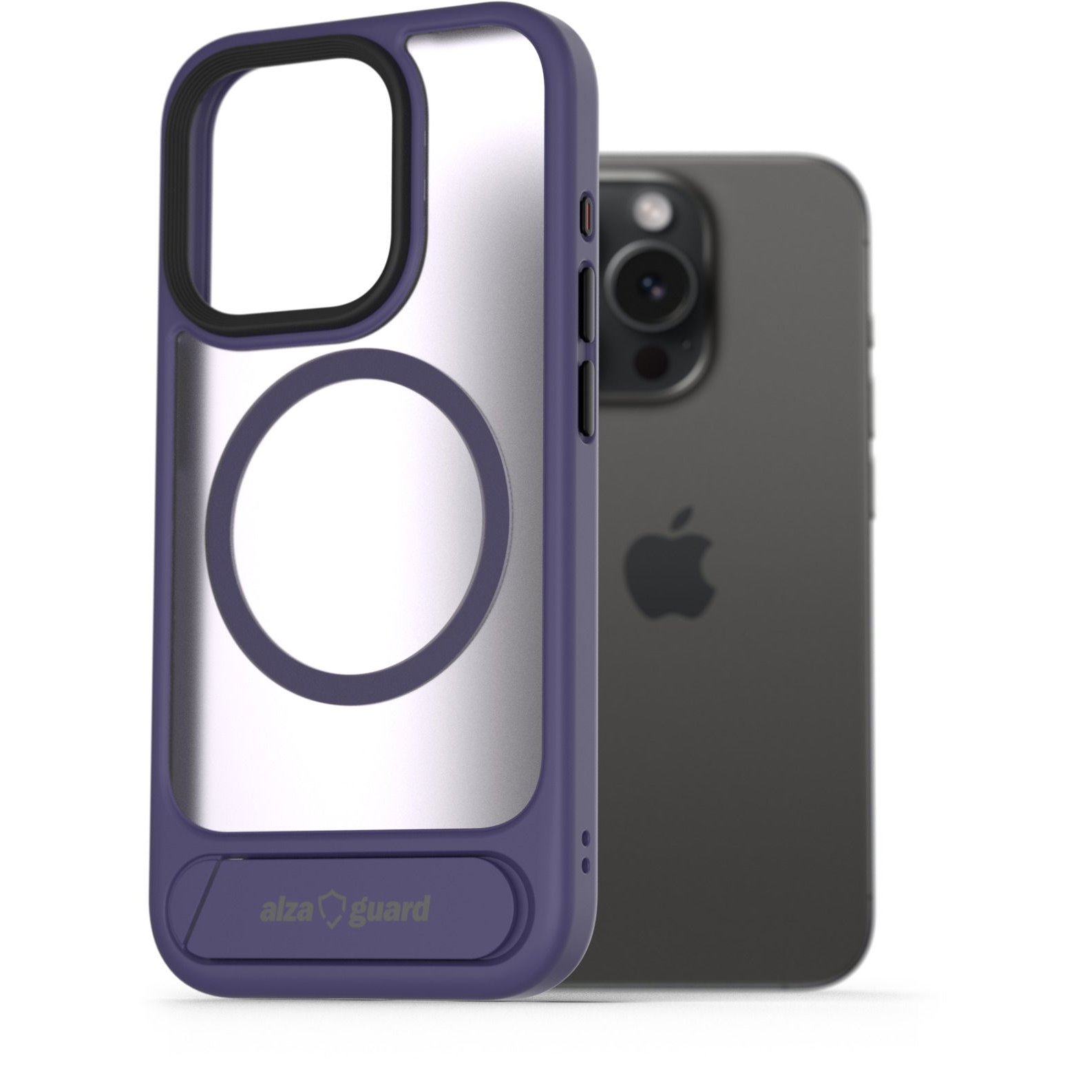 AlzaGuard Matte Case with Stand Compatible with MagSafe for iPhone 15 Pro Max lila tok (AGD-PCH00019U)