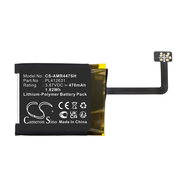 Cameron Sino Li-Polymer akku (3.87V / 470mAh, Amazfit PL412631 kompatibilis) FEKETE Amazfit GTR 47mm (CS-AMR447SH)