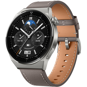 Huawei Watch GT 3 Pro Titanium okosóra, Titánium óratok, szürke bőrszíj (55028467)