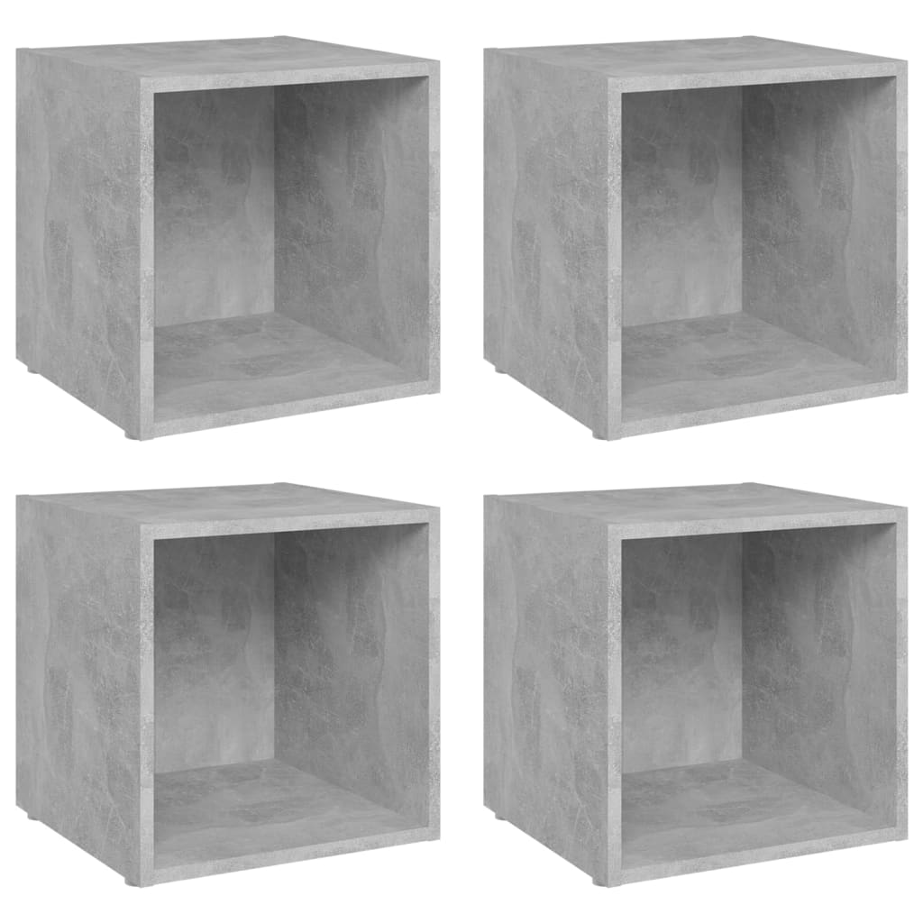 4 db betonszürke forgácslap TV-szekrény 37 x 35 x 37 cm (805512)