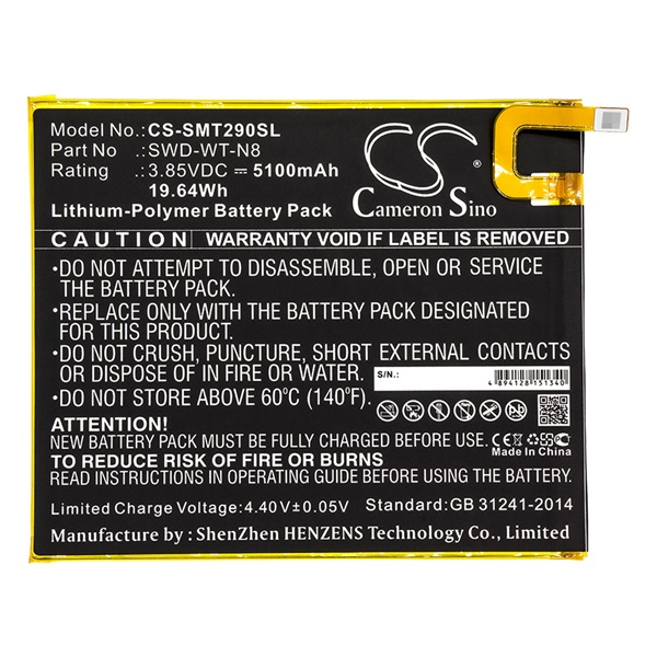 Cameron Sino CS-SMT290SL Samsung Galaxy Tab A 8.0 LTE (2019) Tablet akkumulátor 5100 mAh