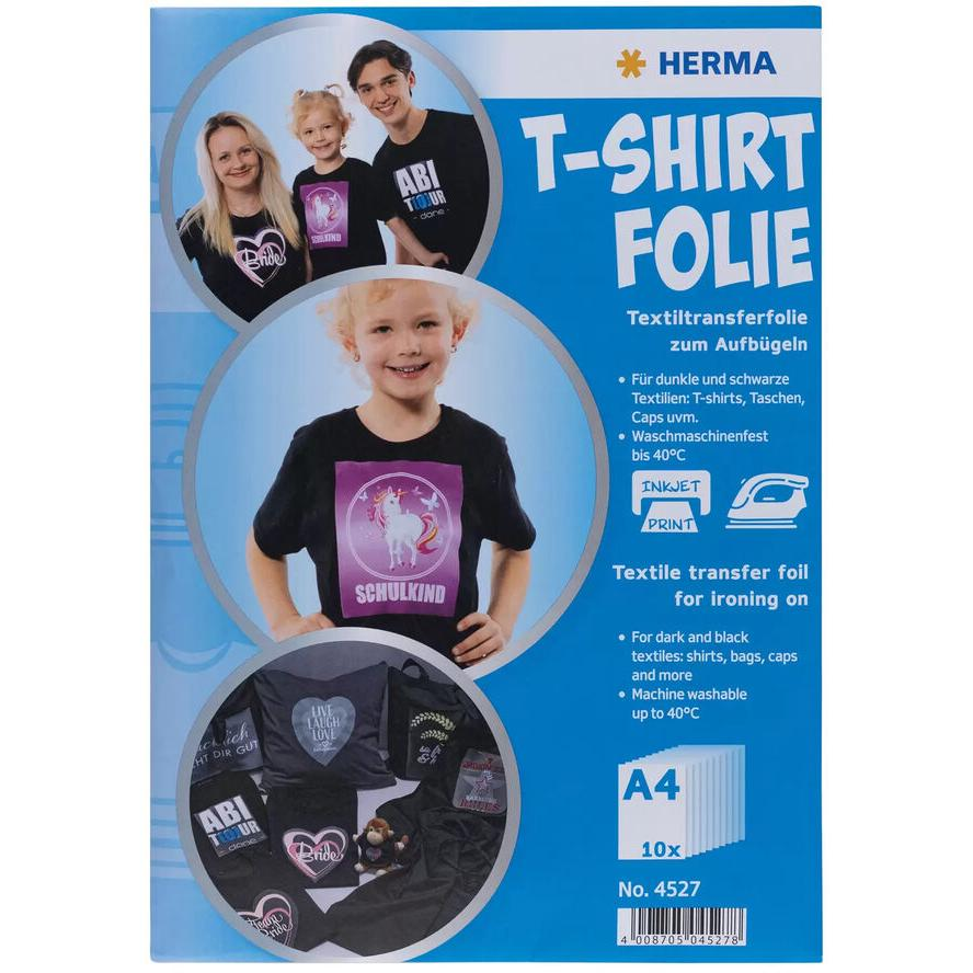 Herma T-Shirt A4 Textilre Vasalható Fólia Sötét Színű Textilekhez - (10 db / csomag) (4527)