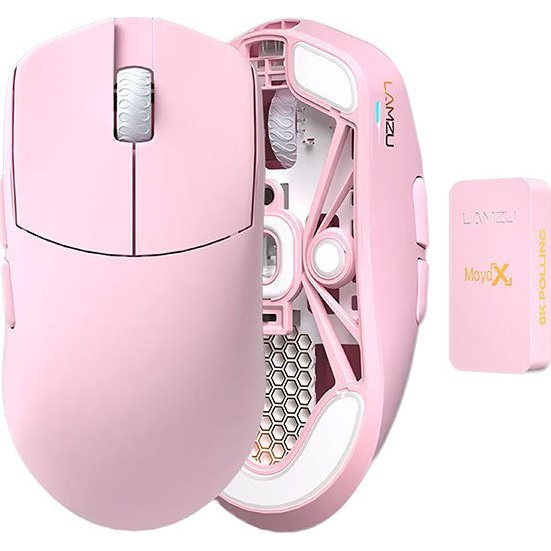 Lamzu Maya X 8K Wireless Gaming Egér - Rózsaszín (MAYA-X-8K-PINK)