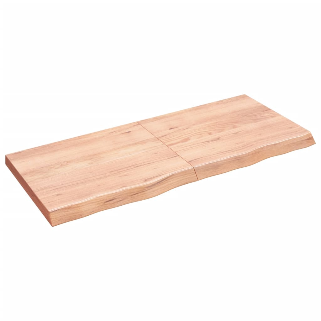 világosbarna kezelt tömör tölgyfa fali polc 140 x 60 x (2-6) cm (363707)