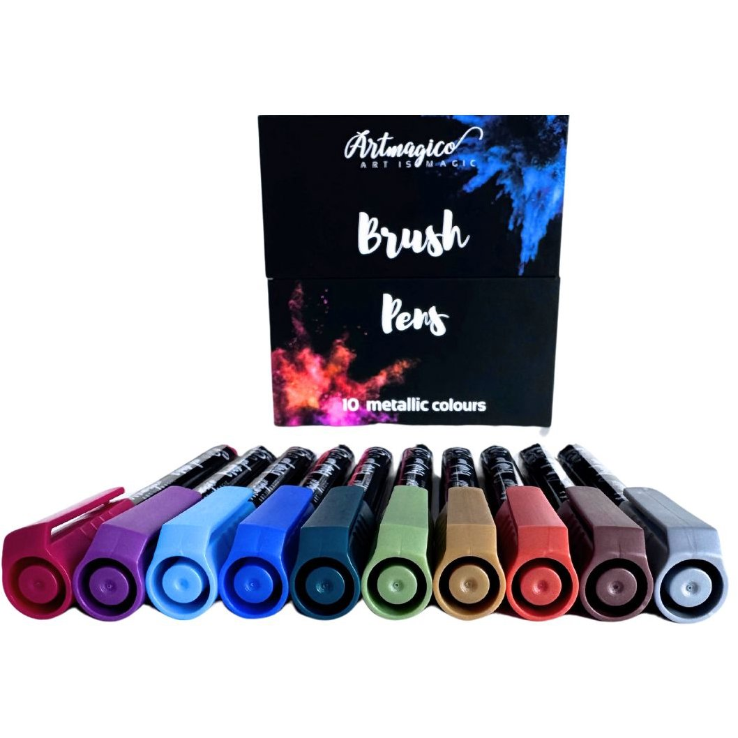 Artmagico Brush pens 10 ks, metalické odstíny (0796554181967)