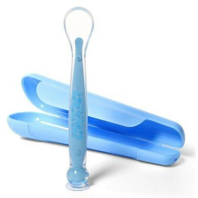 BabyOno Szilikon gyerek kanál tokban, kék (5901435409862)