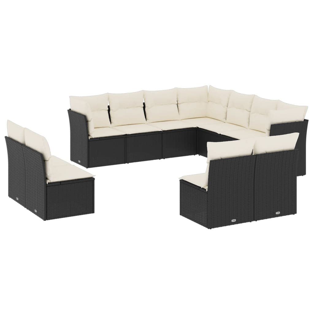 11 részes fekete polyrattan kerti ülőgarnitúra párnákkal (3249655)