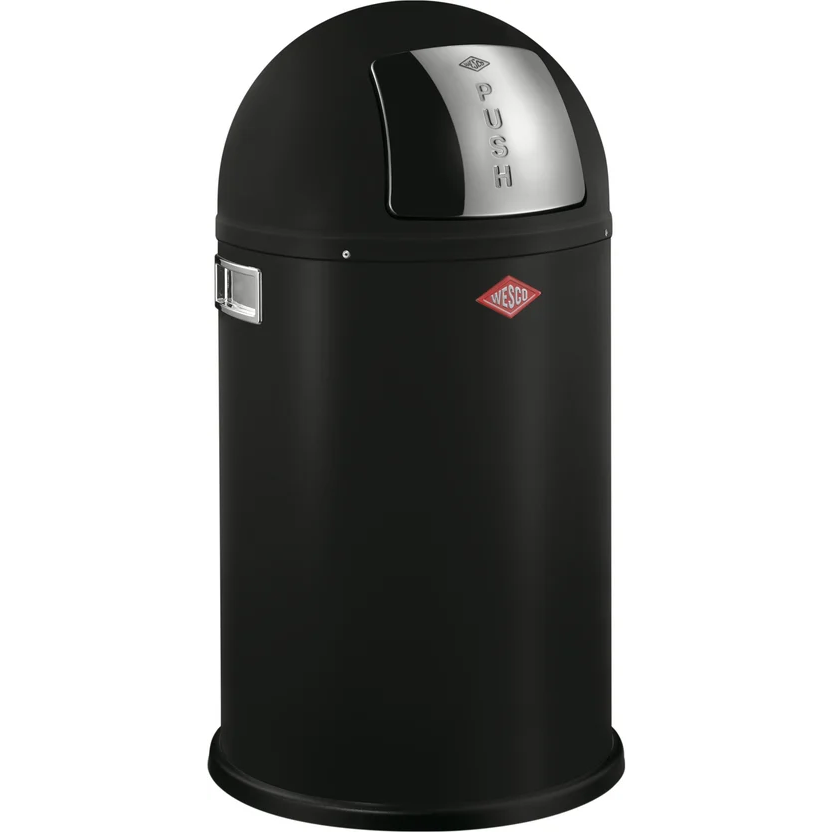 WESCO Pushboy 50 literes nyomófedeles fém szemetes - Matt fekete (112795)
