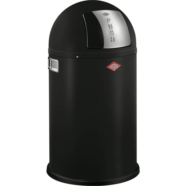 WESCO Pushboy 50 literes nyomófedeles fém szemetes - Matt fekete