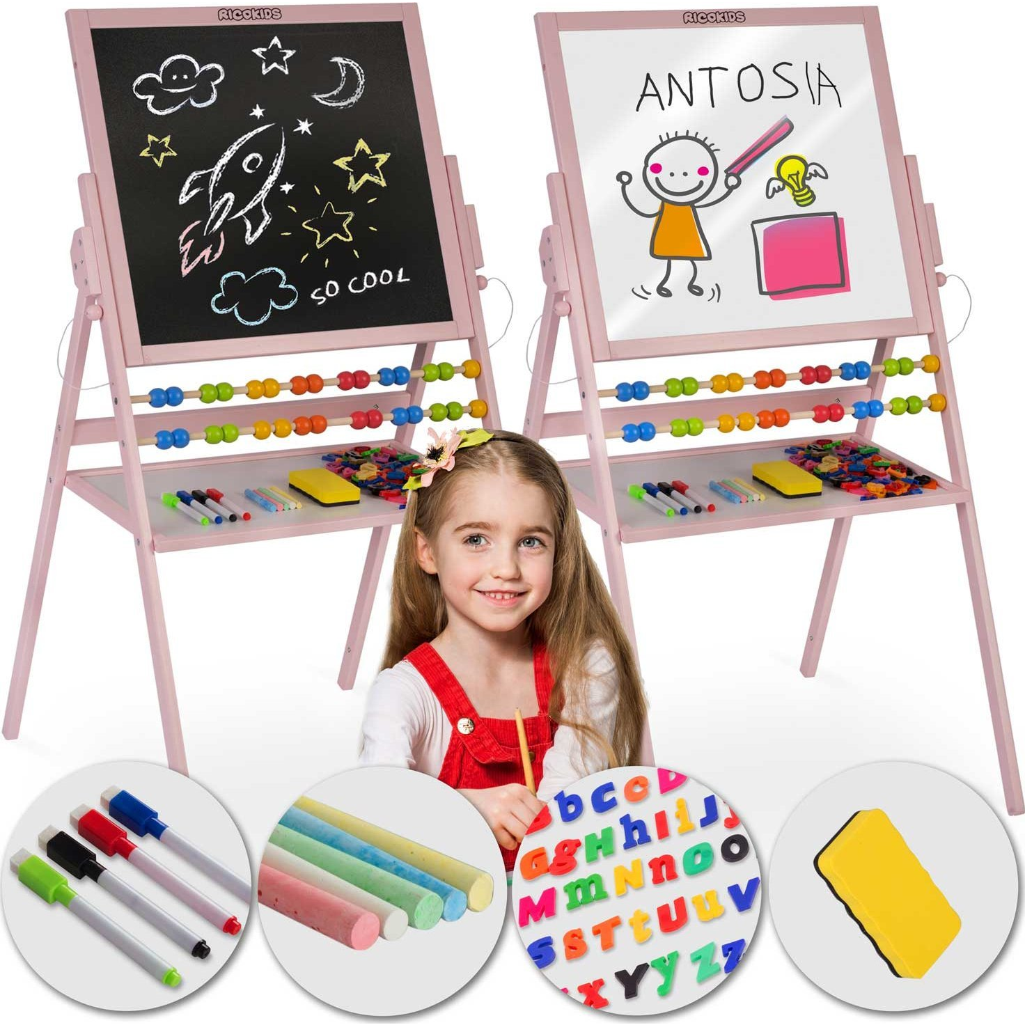 Ricokids Mágneses Forgó Krétatábla - Rózsaszín (780002)