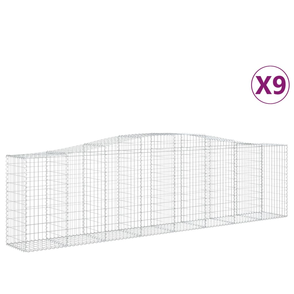 9 db íves horganyzott vas gabion kosár 400x50x100/120 cm (3145963)
