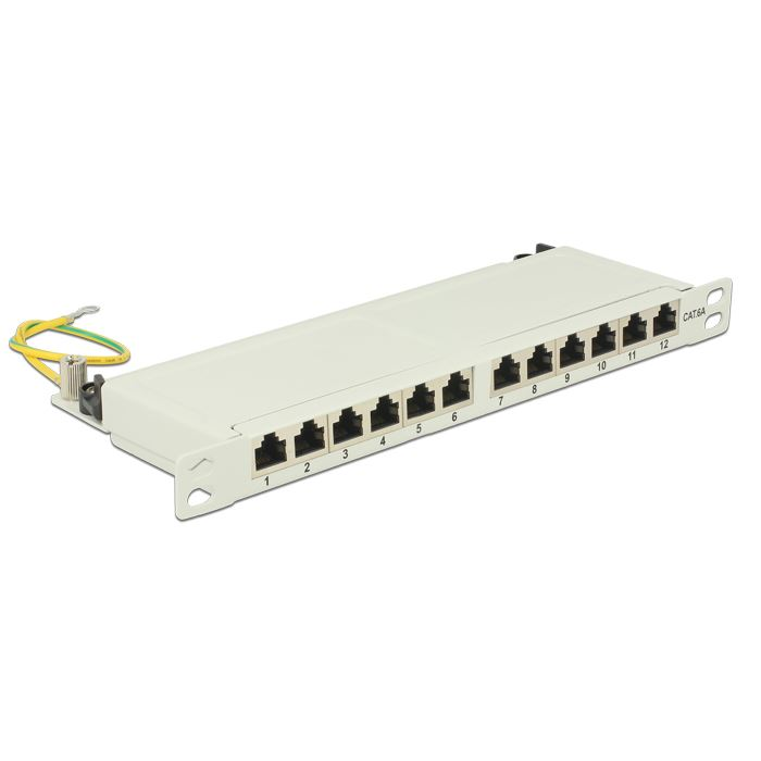 Delock 10 Patch Panel 12 portos Cat.6A 0.5 U szürke (43311) (DE43311)