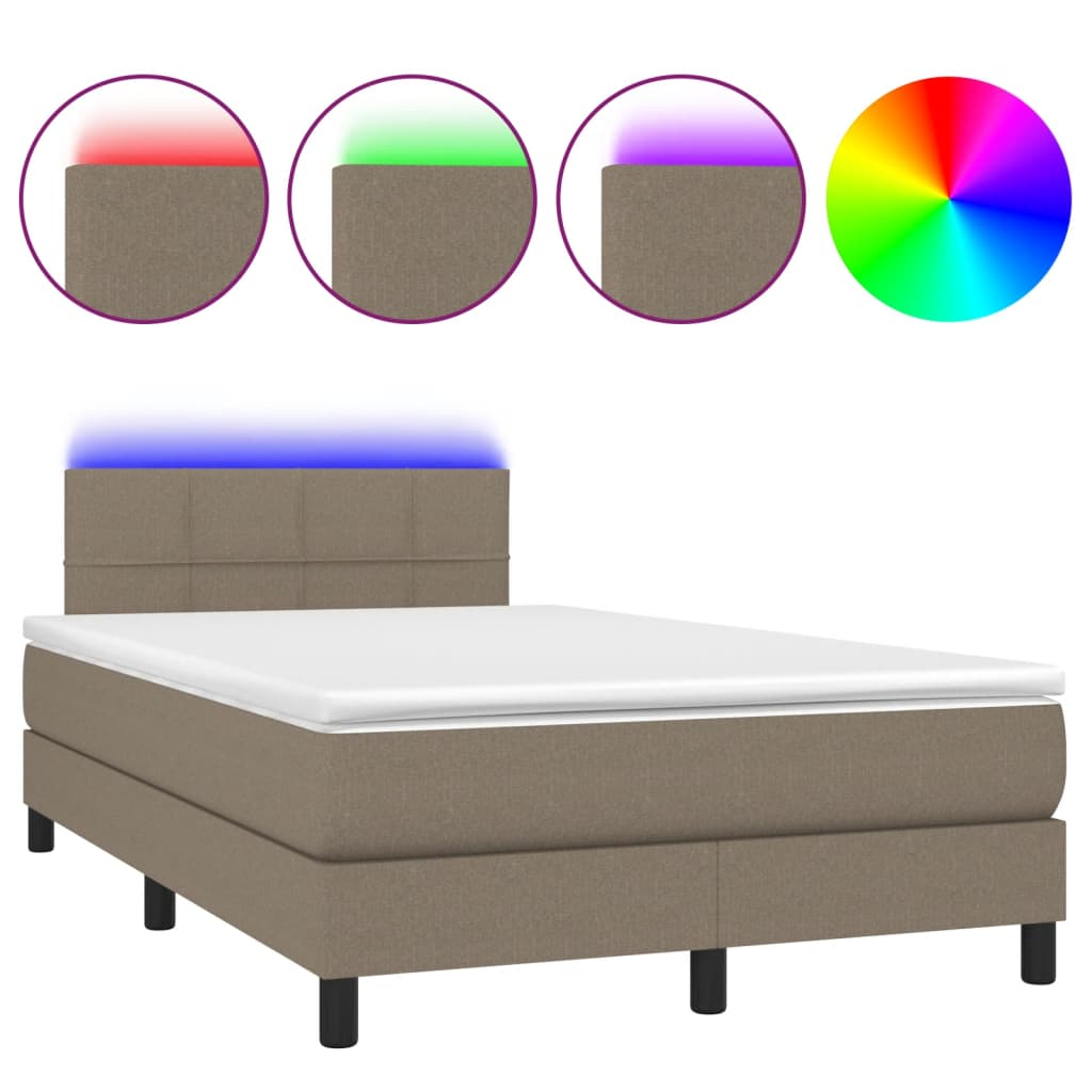 tópszínű szövet rugós és LED-es ágy matraccal 120x190cm (3270043)