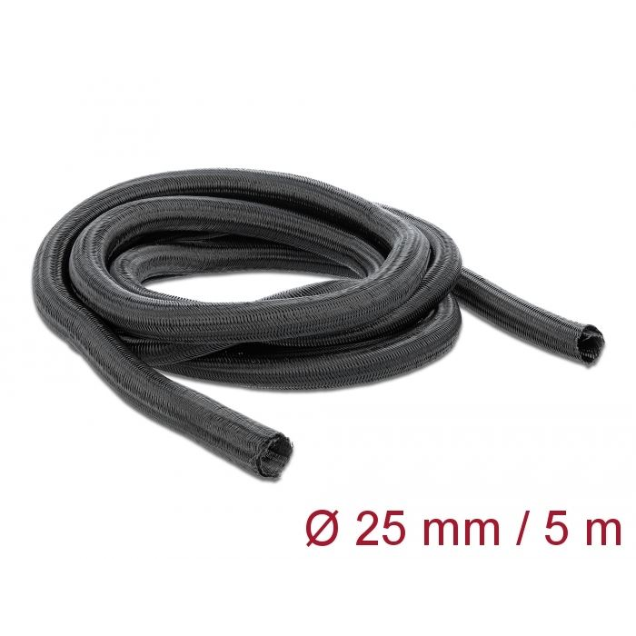 Delock fonott kábelharisnya önzáródó 5m x 25mm fekete (18920) (Delock18920)