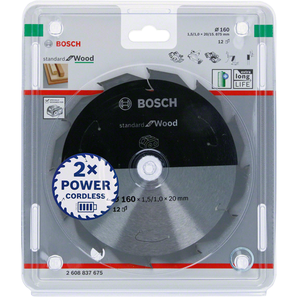 Bosch 160X1.5/1X20 T12 cirkelzaagblad 16 cm 1 stuk(s)